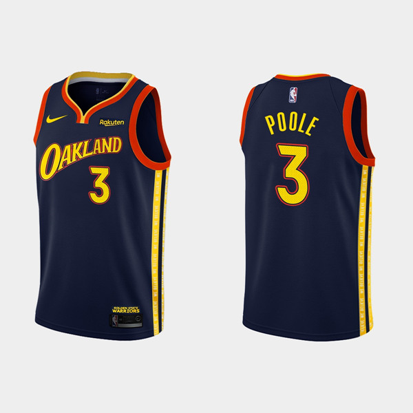 Men's Golden State Warriors #3 Jordan Poole Navy NBA 2020-21 City Edition Stitched Jersey